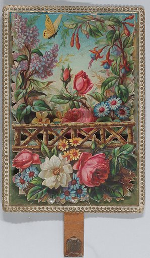 Valentine - Mechanical floral scene - a man on a horse offers a woman a rose - symbol of love.