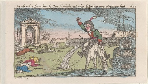 Presented with a famous horse by Count Przolossky, with which he performs many extraordinary feats