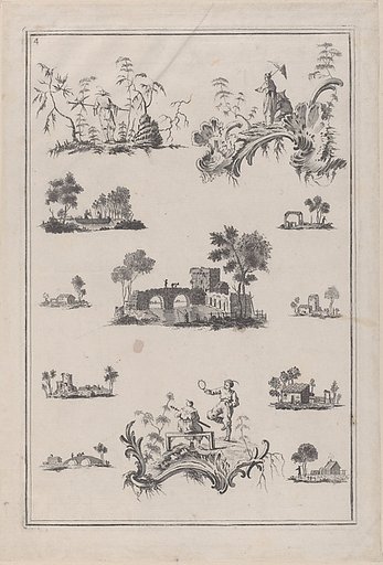 Chinoiserie Ornaments, plates from "The Ladies Amusement"; or, "Whole art of japanning made easy"