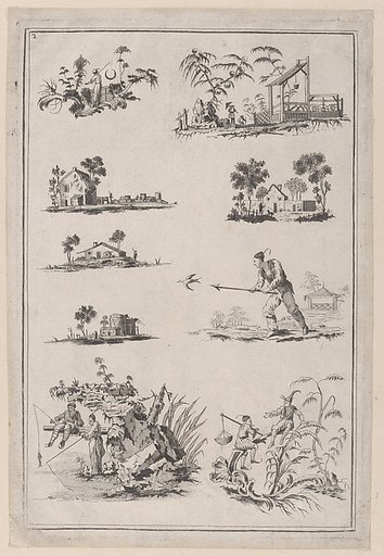 Chinoiserie Ornaments; six plates from "The Ladies Amusement"; or, "Whole art of japanning made easy"