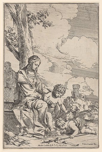 The Holy Family with the infant Saint John kissing Christ's feet