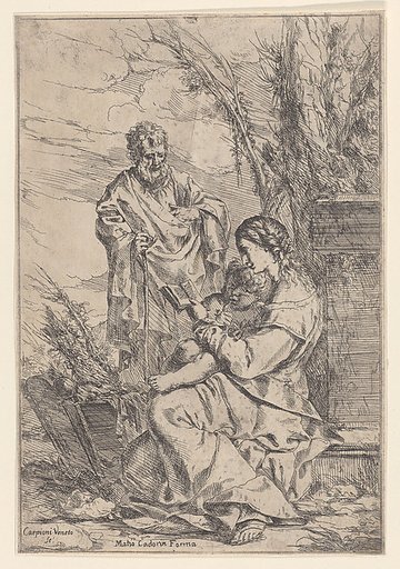 The Holy Family with the Virgin reading a book