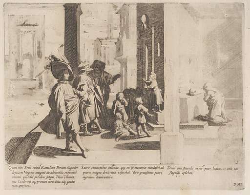 Episode 4: The Young Saint Bernardino preaches to a group of boys while important men admire him; Episode 5: The Young Saint Bernardino scourges himself; Episode 6: Saint Bernardino's cousin prays before an image of the Virgin, from "The Life of Saint Bernardino of Siena"
