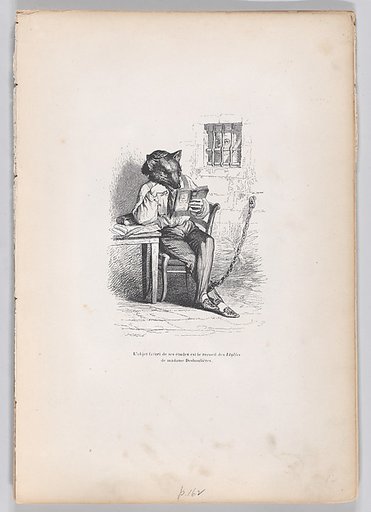 The favorite object of his studies is the collection of Idylles by Madame Deshoulières, from "Scenes from the Private and Public Life of Animals"