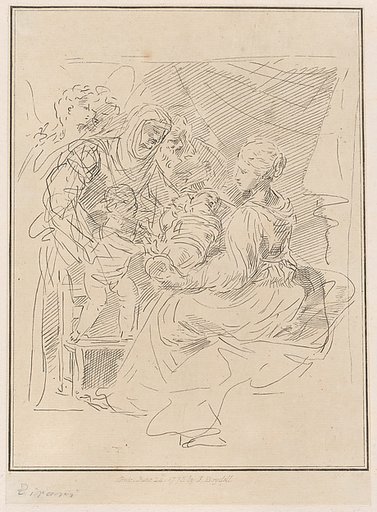 The Holy Family with the infant Saint John the Baptist, and other saints and angels