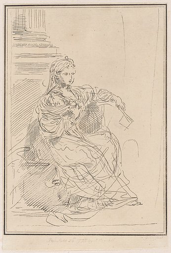 Seated woman holding a fan