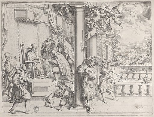 A Young Man Presenting his Thesis to Cardinal Aldobrandini