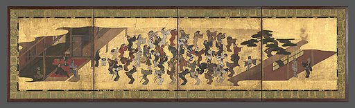 Festive Dancing at a Samurai Residence (Fūryū odori zu byōbu)