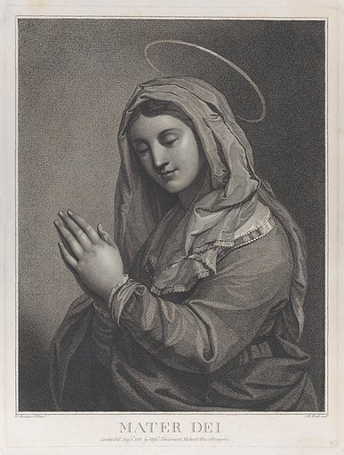 Mater Dei, the Virgin in prayer towards the left