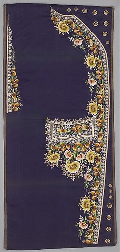 Embroidered panels for a man's suit