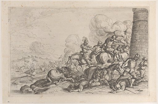 Combat at the foot of a tower