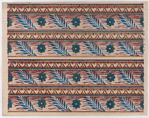 Sheet with two borders with flower and leaf designs