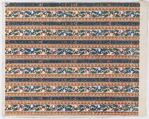 Sheet with six borders with vines and flower designs