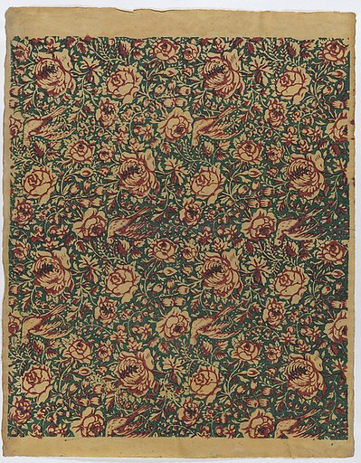 Sheet with overall floral pattern with birds