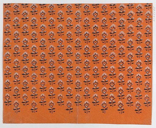 Sheet with blue and orange leaf pattern