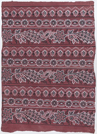 Sheet with three borders with paisley and floral patterns