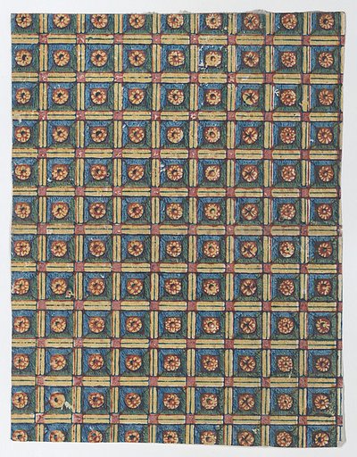 Sheet with overall geometric pattern with rosettes