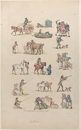 Plate 1, Outlines of Figures, Landscapes and Cattle...for the Use of Learners