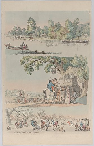 Plate 12, Outlines of Figures, Landscape and Cattle...for the use of learners