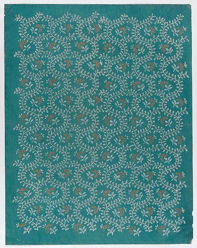 Sheet with meandering vine pattern with gold flowers