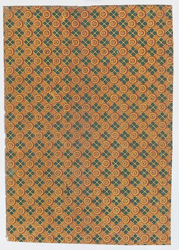 Sheet with overall geometric pattern with striped circles and squares