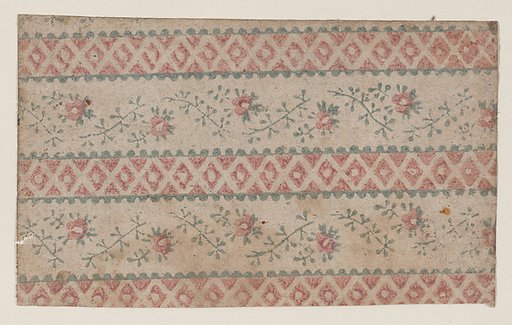 Sheet with two borders with floral and stripe designs