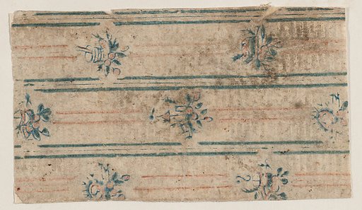 Sheet with two borders with floral and geometric patterns