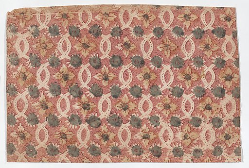 Sheet with overall lattice pattern with rosettes