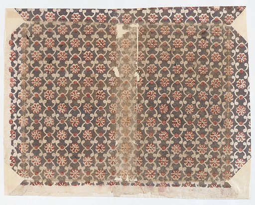 Sheet with overall lattice pattern with rosettes