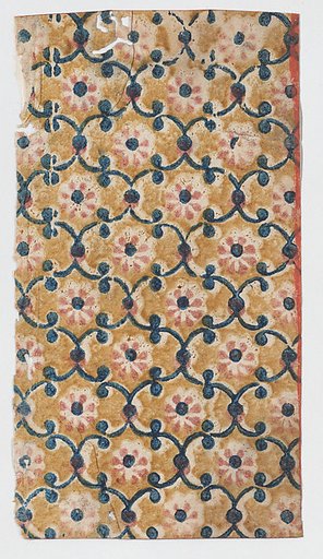 Sheet with overall lattice pattern with rosettes