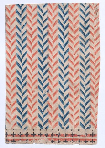 Sheet with overall orange and blue geometric pattern