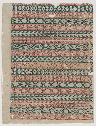 Sheet with floral and geometric borders