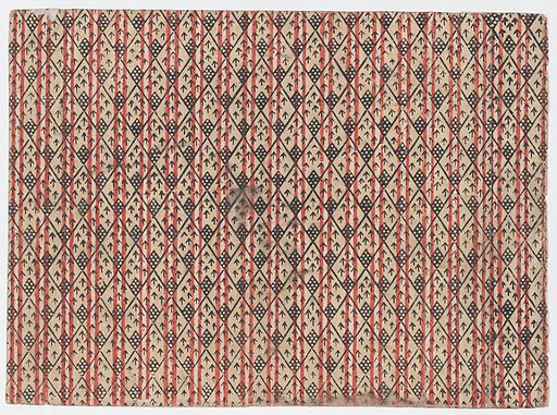 Sheet with striped background with diamond pattern and arrows