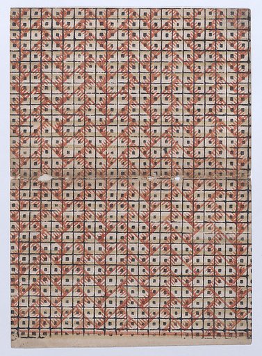 Book cover with overall grid pattern with geometric designs