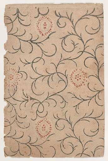 Sheet with overall vine and dot pattern
