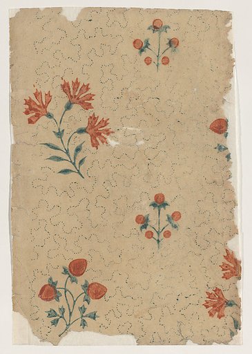 Sheet with overall dot pattern with bouquets