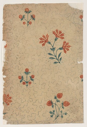 Sheet with overall dot pattern with bouquets