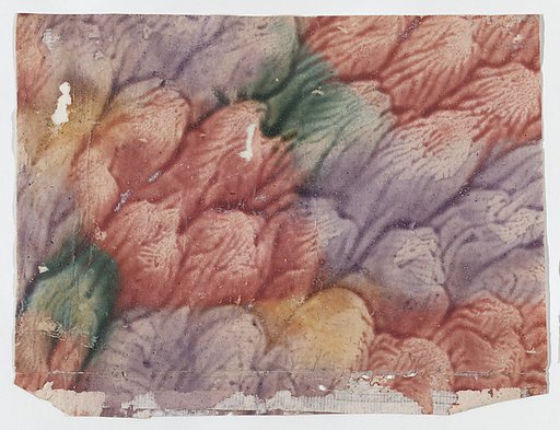 Paste paper with red, purple, yellow, and green design