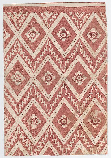 Sheet with red diamond and zigzag pattern