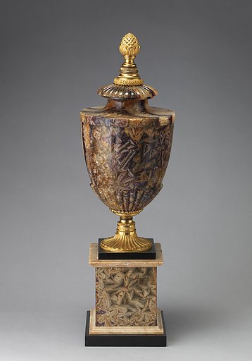 Ormolu-mounted urn on square base