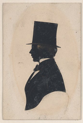 Silhouette of an unknown young man in a top hat
