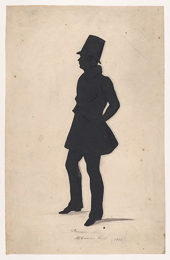 Silhouette of C. J. Croome, full length to left