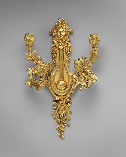 Four-branched wall light in form of lyre (one of a set of four)