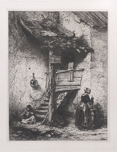 Stairs and Woman Churning