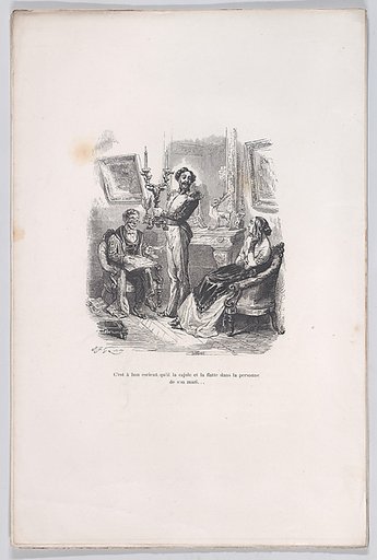 It is good that he coaxes and flatters her in front of her husband, from "Little Miseries of Human Life"