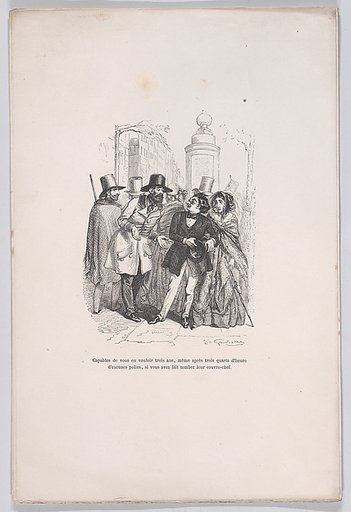 One would be able to blame you for three years if you dropped their hat, from "Little Miseries of Human Life"