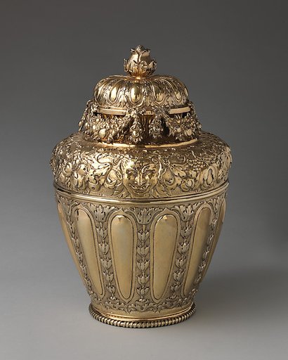Vase with cover (one of a pair)