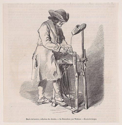 Musée du Louvre; collection des dessins, Le Remouler, par Watteau, from "Le Magasin Pittoresque"