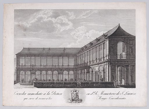 View of an interior corridor of the monastery of El Escorial, from "Views of El Escorial"