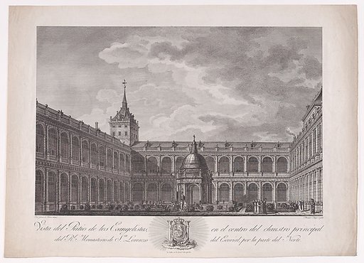View of the Patio of the Evangelists in the centre of the main cloister of the monastery of El Escorial, from "Views of El Escorial"